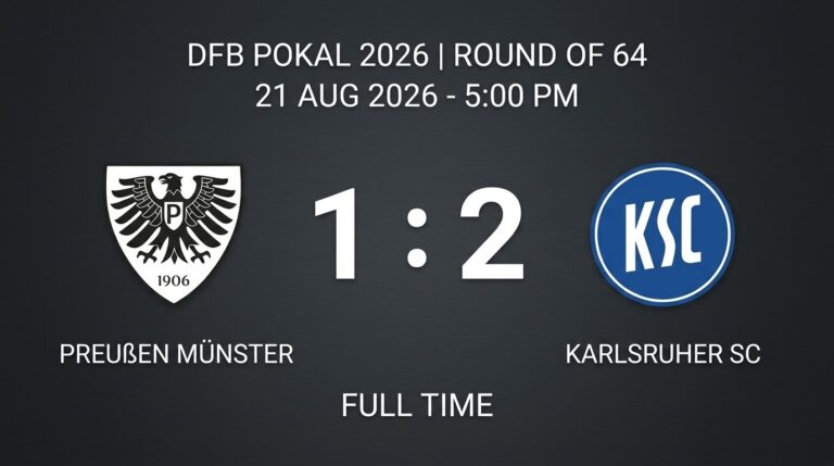 Karlsruher SC Stage Second-Half Comeback to Beat Preußen Münster 2-1 in DFB Cup